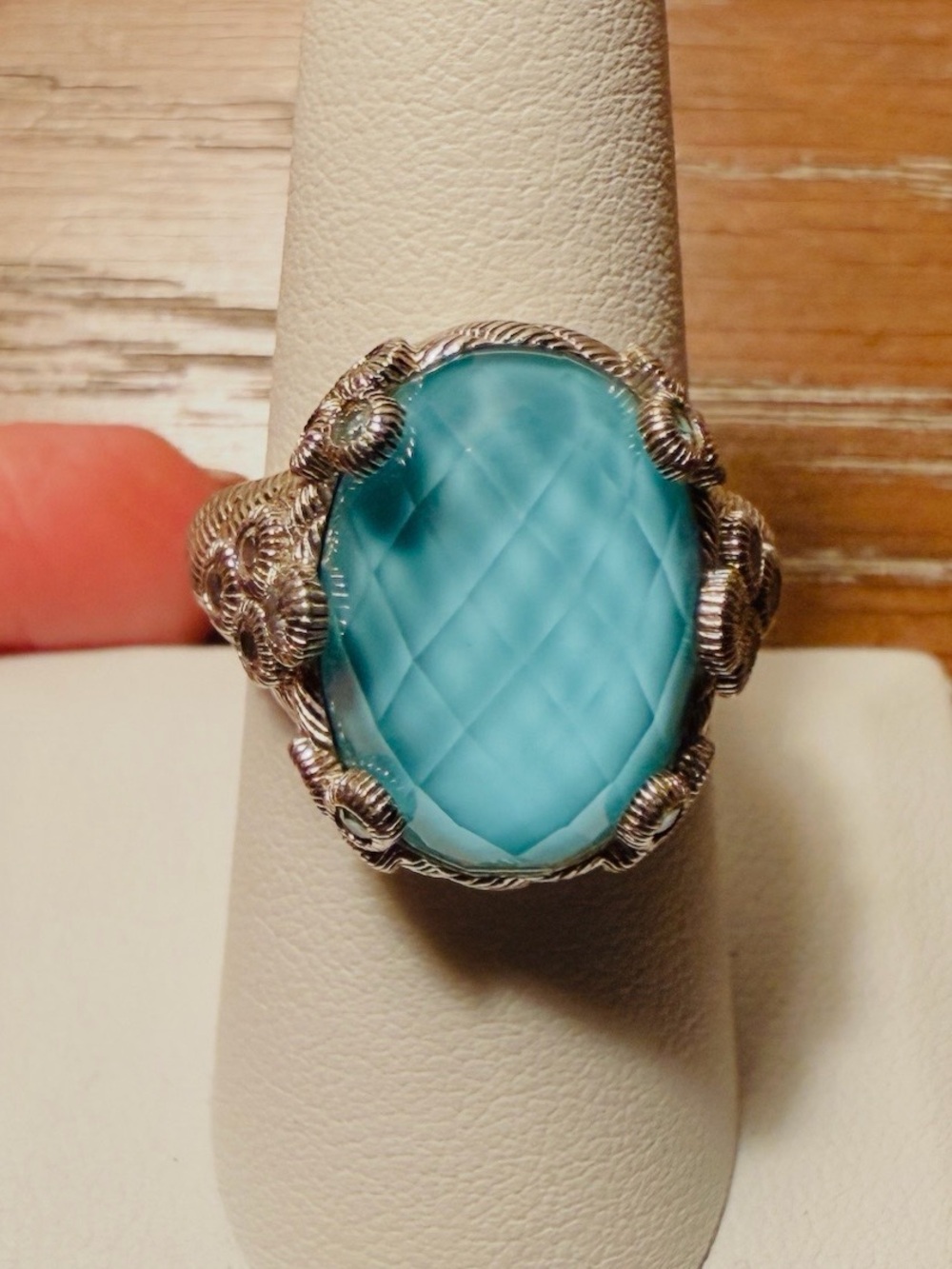 Judith Ripka 925 Sterling Silver Turquoise Doublet Ring Size 8